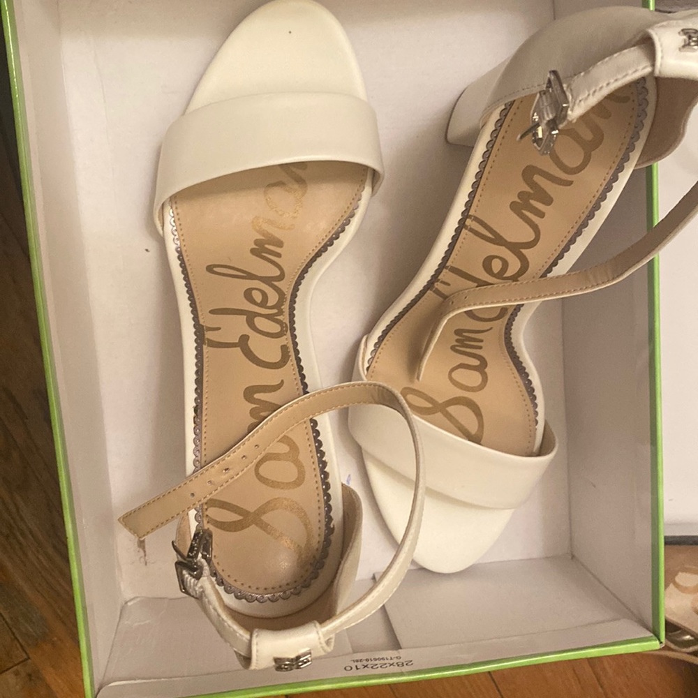 White heels, leather, Sam Edelman, only tried on